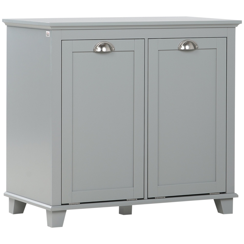 Laundry Sorter Cabinet: Matte Gray Dual Compartment Cup Pulls