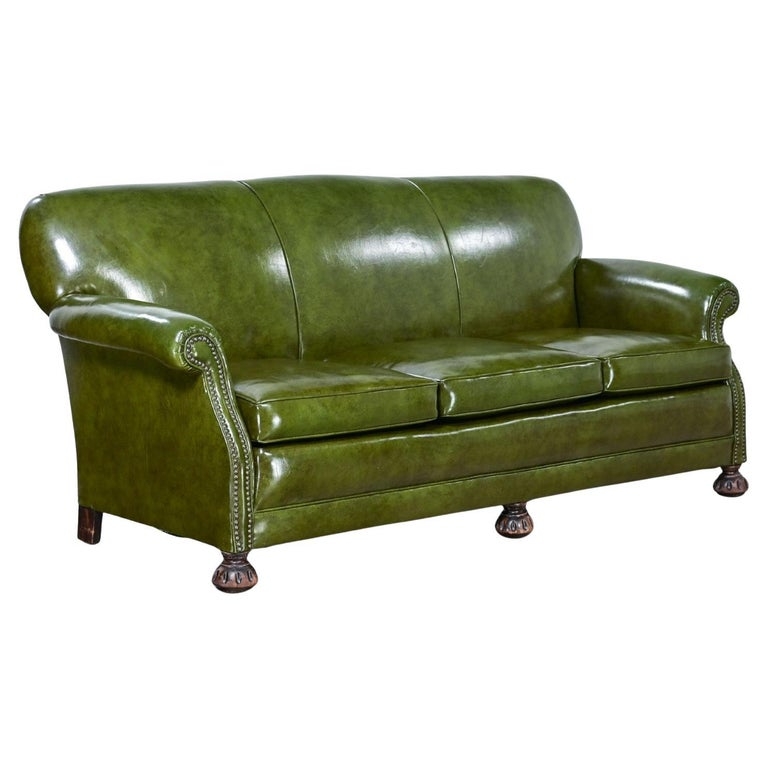 Lawson Sofa with nailhead trim and traditional bun feet