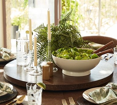 Lazy Susan Rotating Tray with Wood Grain Edge and Walnut Finish