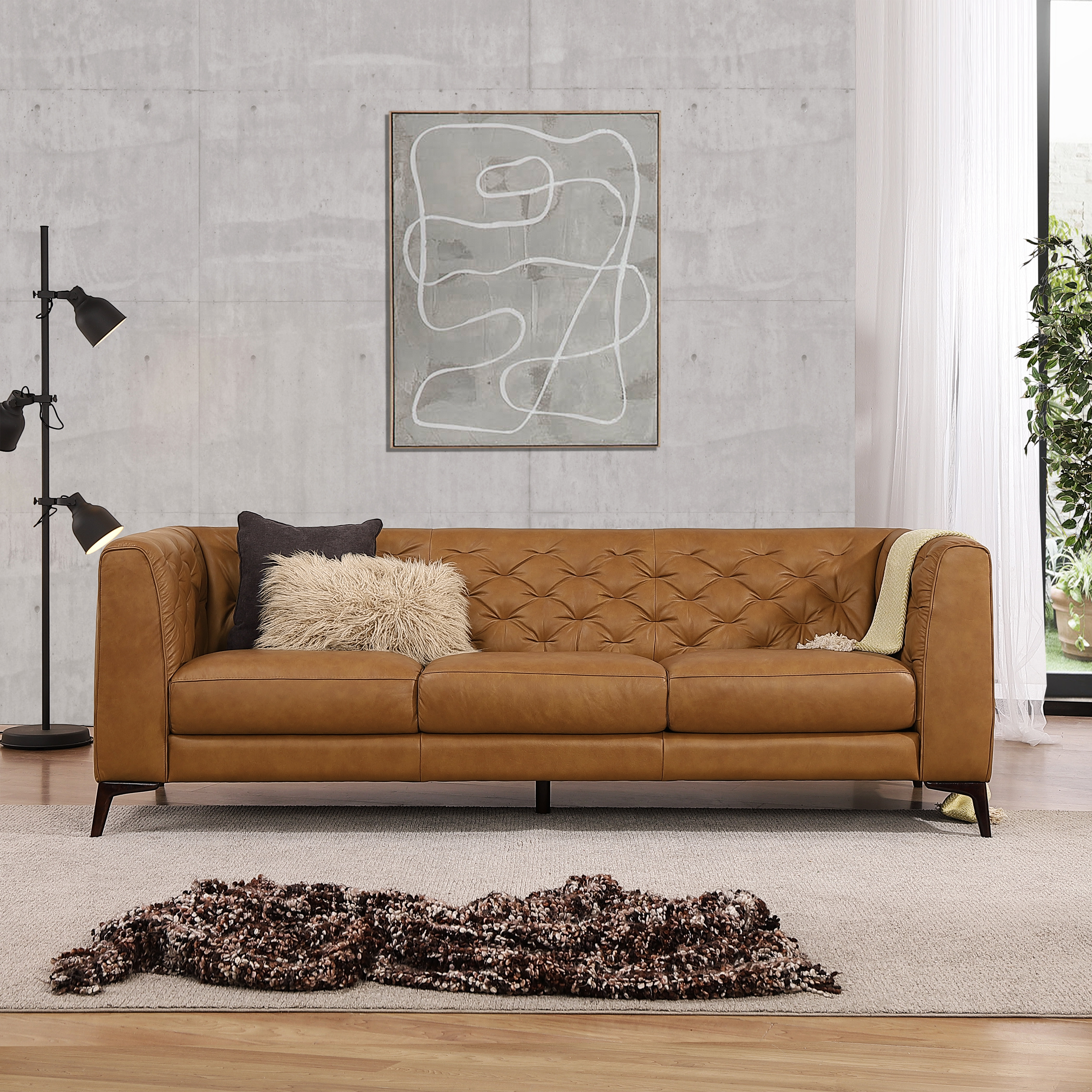 Mid Century Modern Leather Couch