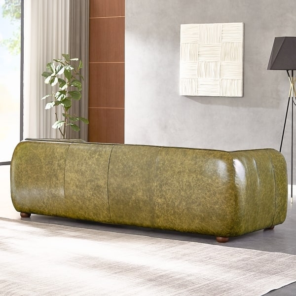 Leather Sofa featuring low profile vertical stitching