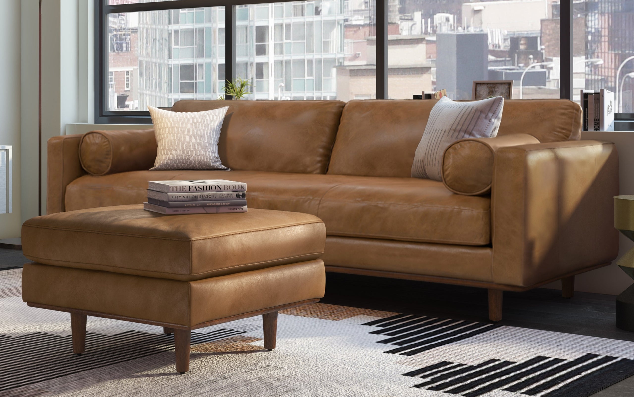 Leather Sofa Set with Oversized Ottoman and Urban Loft Furniture