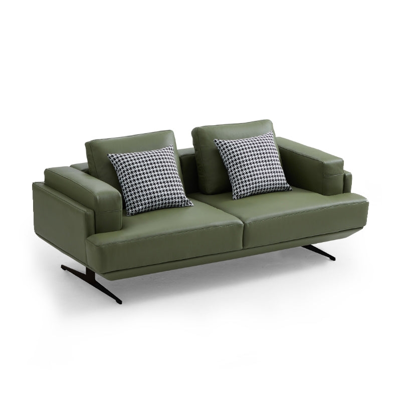 Leather Sofa using olive green and y-shaped legs