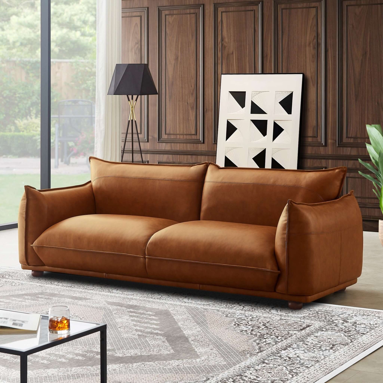 Mid Century Leather Sofa