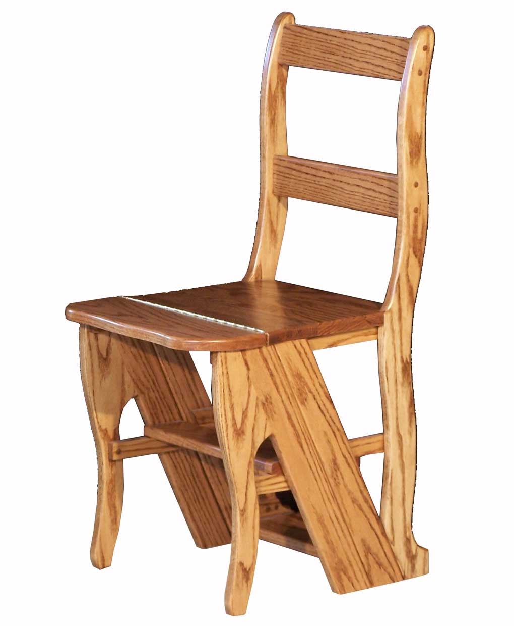 Library Chair Integrated Steps Wood Wooden Step Stool Chair