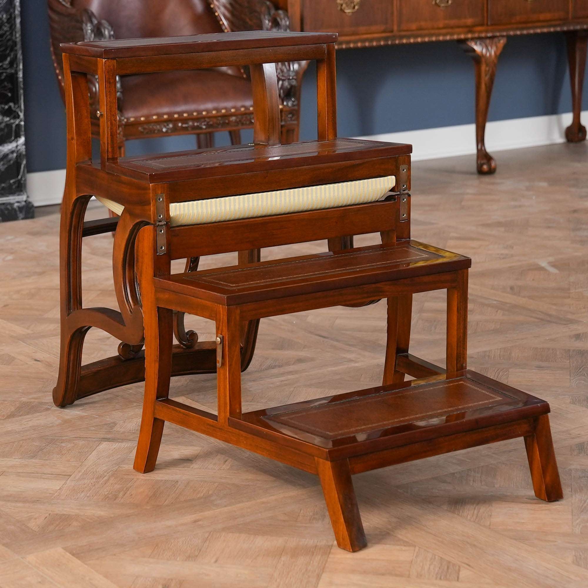 Library Steps Regency Lyre Back Metamorphic Library Chair