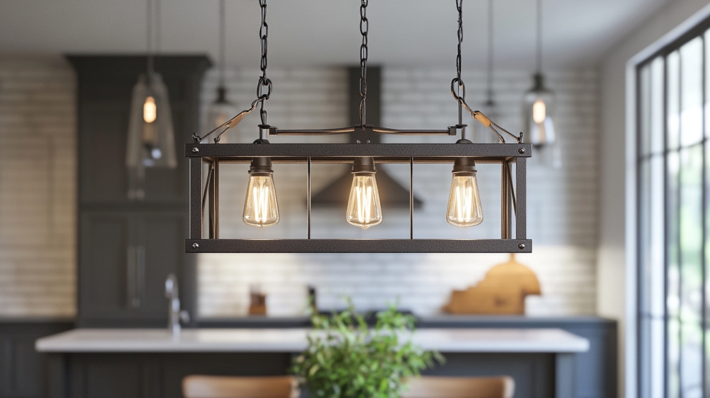 Linear Pendant Light Edison Bulbs Industrial Rectangular Lighting