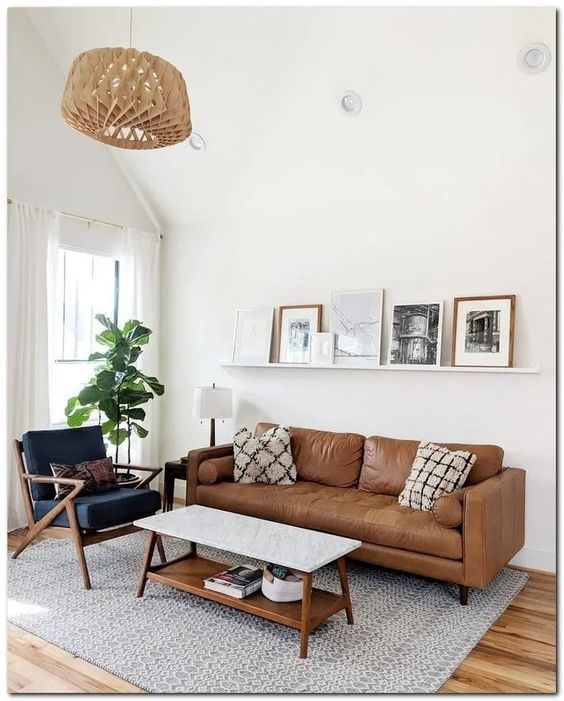 Living Room Set with Picture Ledge Gallery Wall Styling