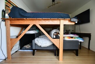 Loft Bed King Size Capacity Wood Cross Bracing Adult