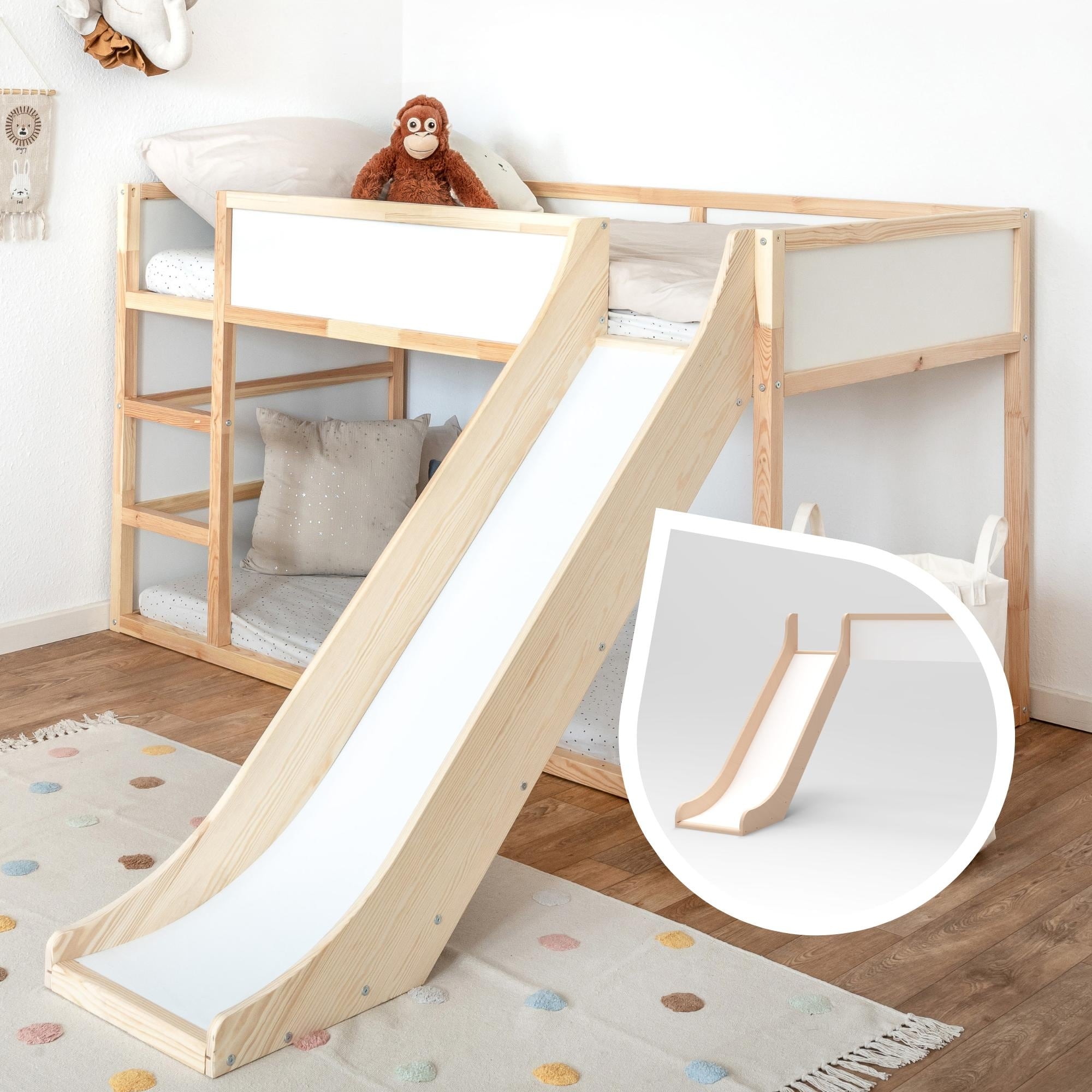 Loft Bed Slide with Wooden Attachment and Play Bed Slide