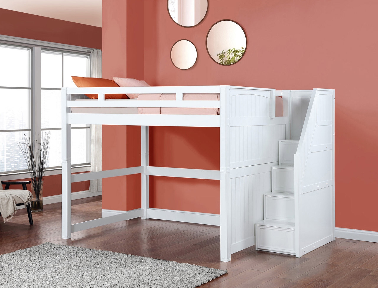 Loft Bed: White Cottage Style with Beadboard Paneling