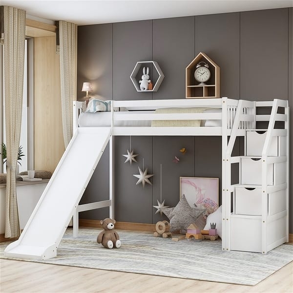 Loft Bed with Storage Staircase and Kids Storage Bed Stairs