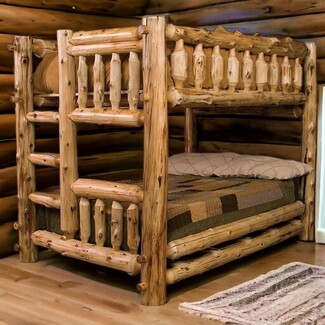 Log Bunk Bed, Natural Cedar, Chunky Posts, Rustic Lodge Style