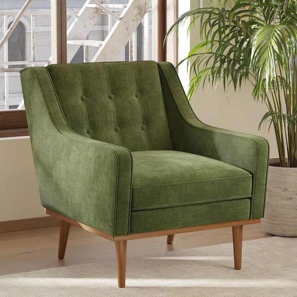 Lounge Armchair Distressed Moss Green Velvet Seating