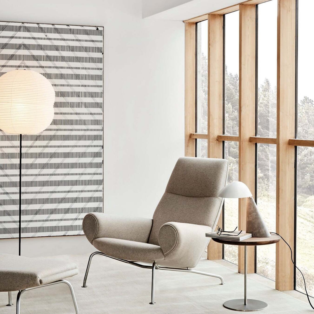 Lounge Chair with Rolled Arms and Tubular Metal Legs