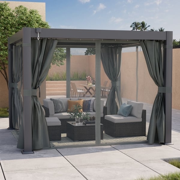 Louvered Pergola: Manual Crank Handle Mesh Screens