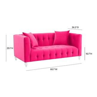 Loveseat 66 Inch Pink Sofa Boxy Frame All Over Tufting