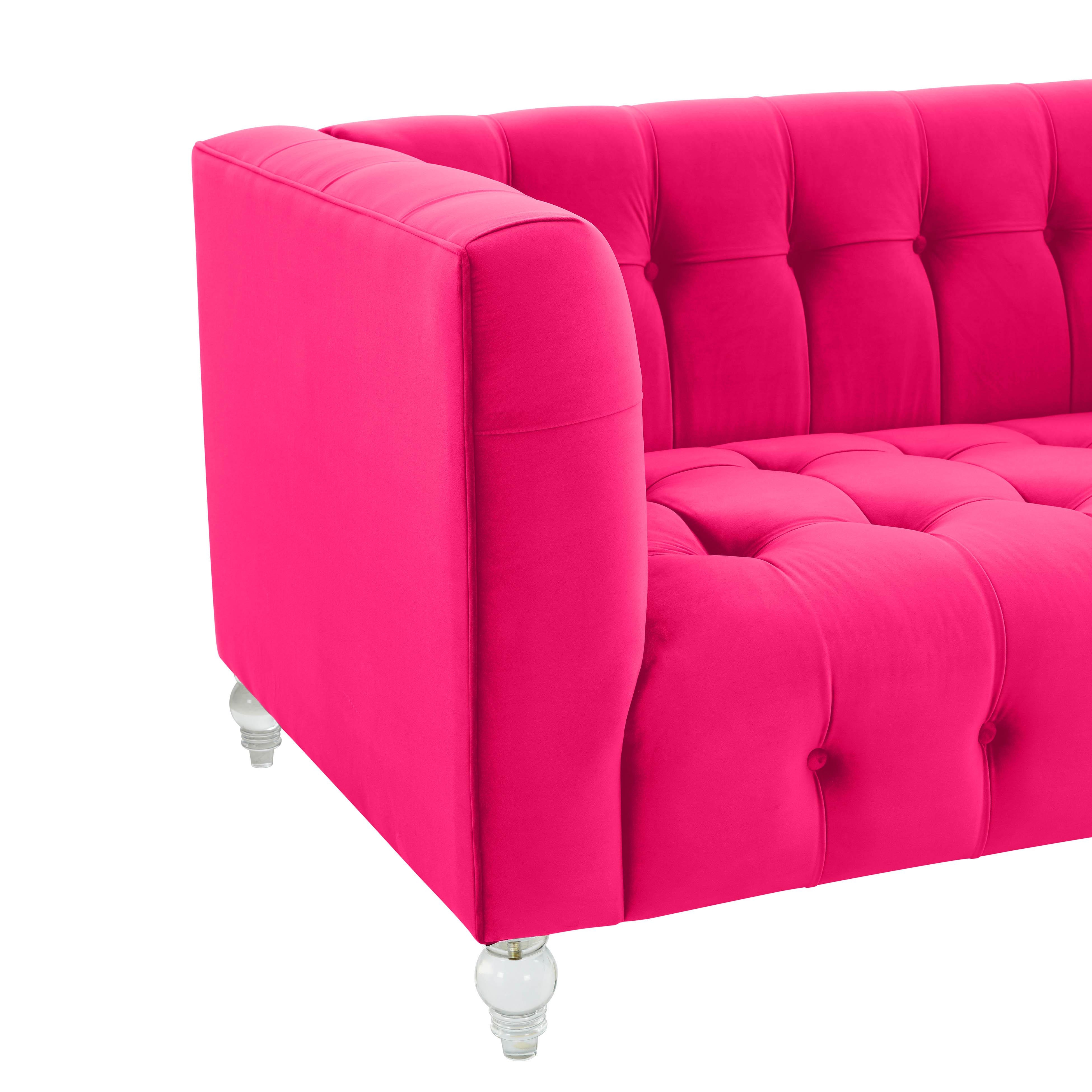 Loveseat with All-Over Tufting and Clear Acrylic Bun Feet