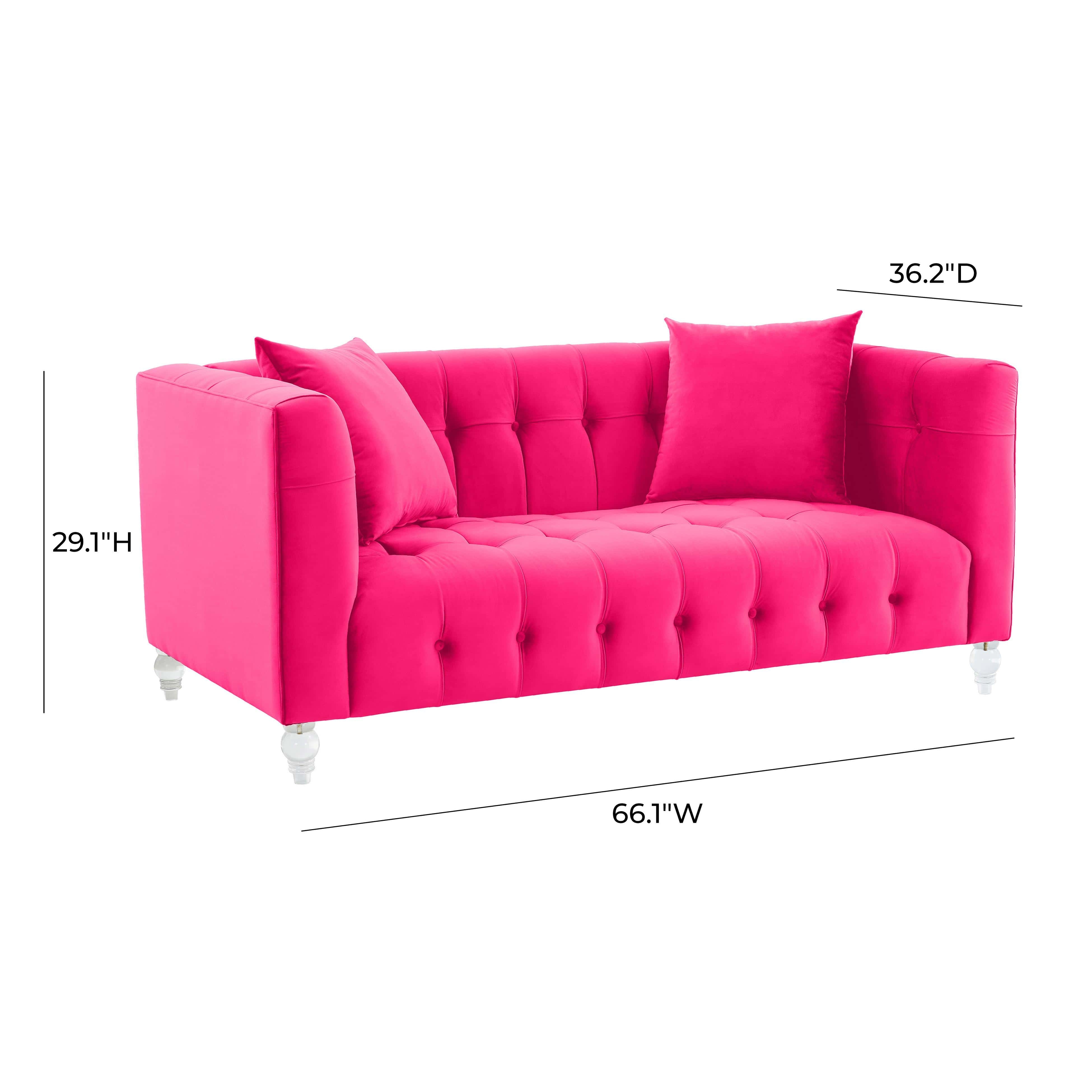 Loveseat with Diamond Tufting and Clear Acrylic Legs
