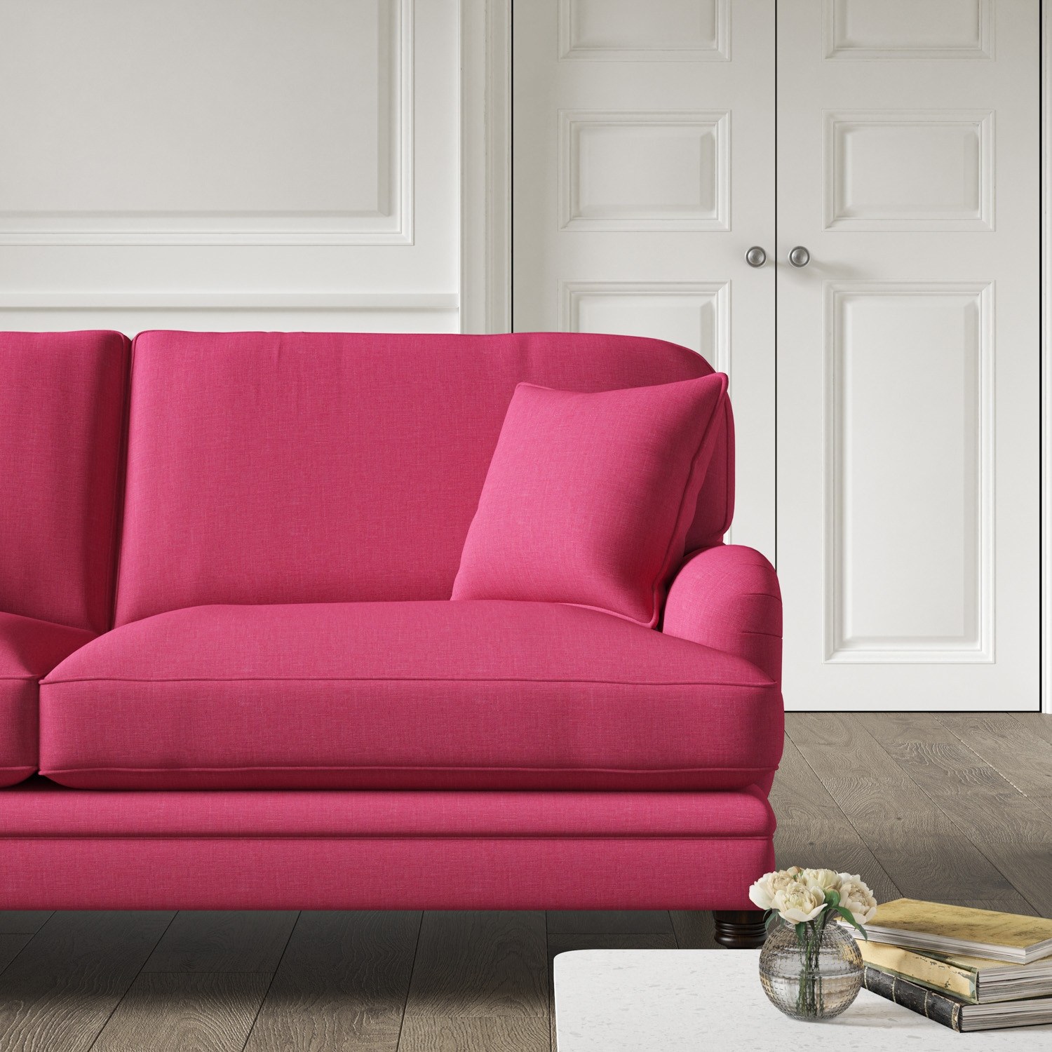 Loveseat with Piped Trim and Traditional Silhouette Rhubarb