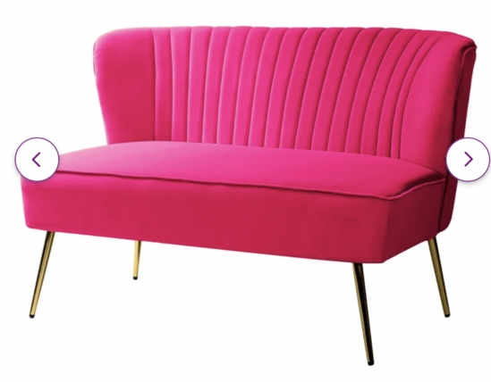 Loveseat with Vertical Channel Tufting and Tapered Gold Legs