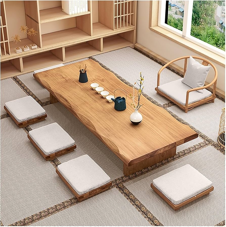 Low Coffee Table in Live Edge Look for a Japandi Space