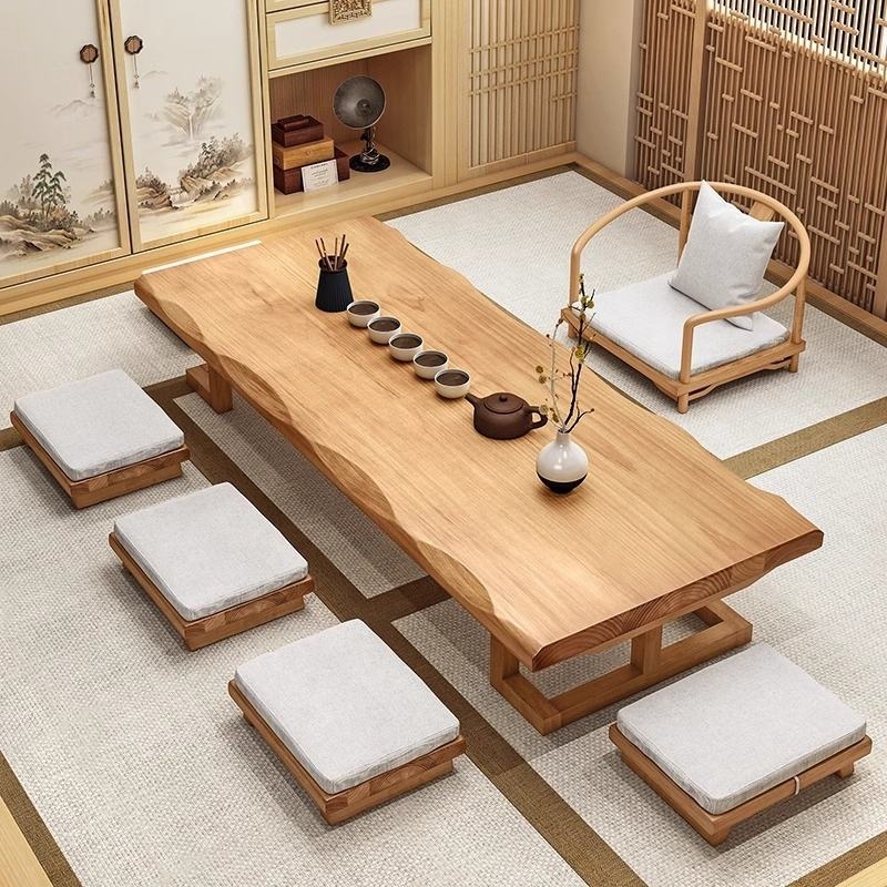 Low Dining Table having Organic Live Edge Style