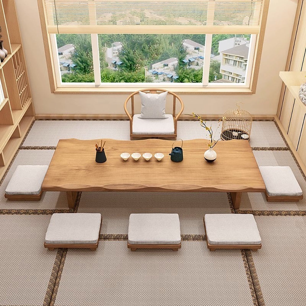 Low Dining Table with Wavy Edge for Zen Floor Seating
