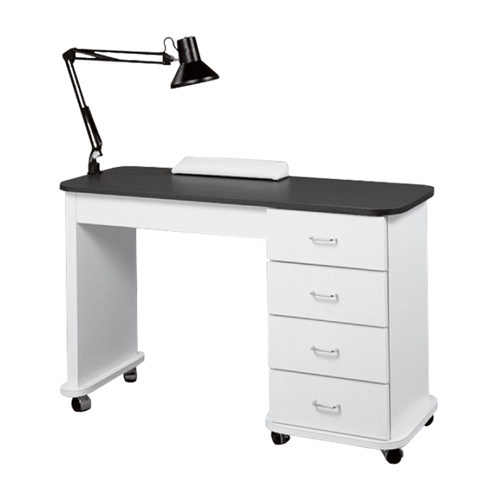 Manicure Table featuring Integrated Lamp and Four Drawers