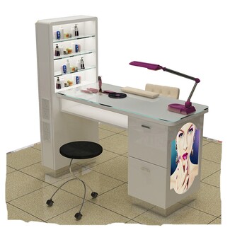 Manicure Table having Integrated Display Tower and Power Outlets