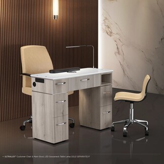 Manicure Table in Grey Wood Grain with Ventilation Ready Top
