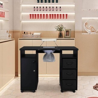 Manicure Table with Dust Collector Fan and Matte Black Finish