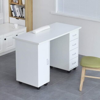Manicure Table with Four Drawers and Locking Caster Wheels