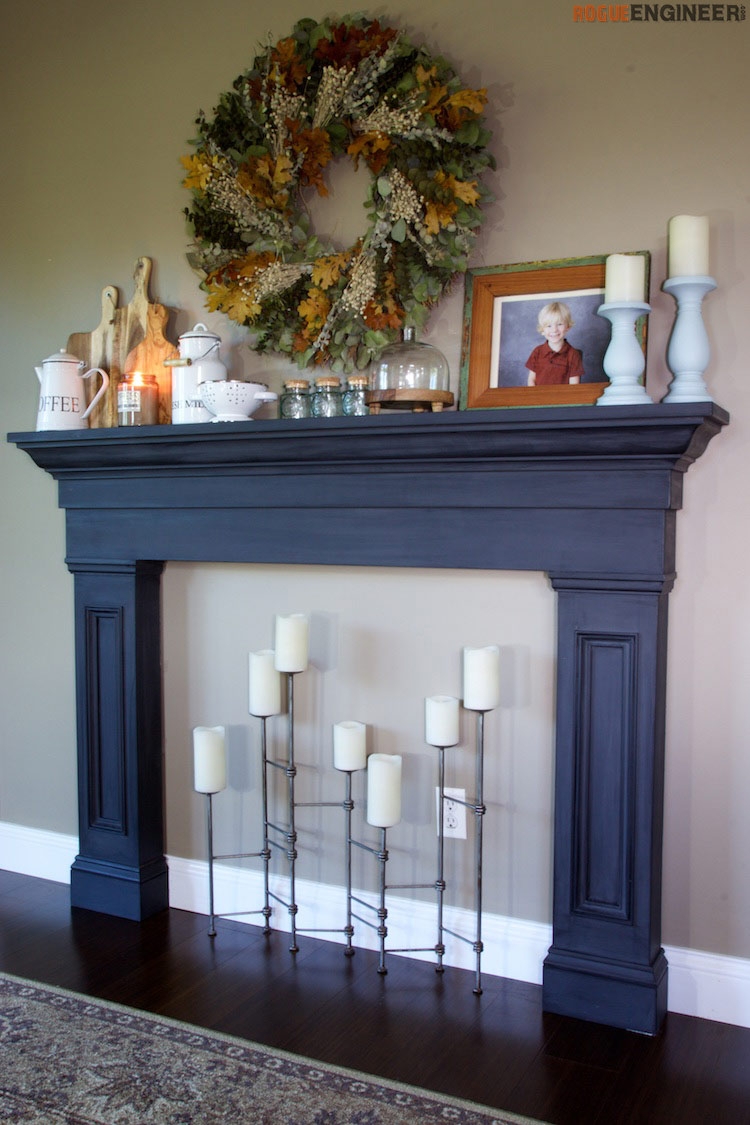 Mantel Surround: Matte Navy Fireplace Paint And Hearth