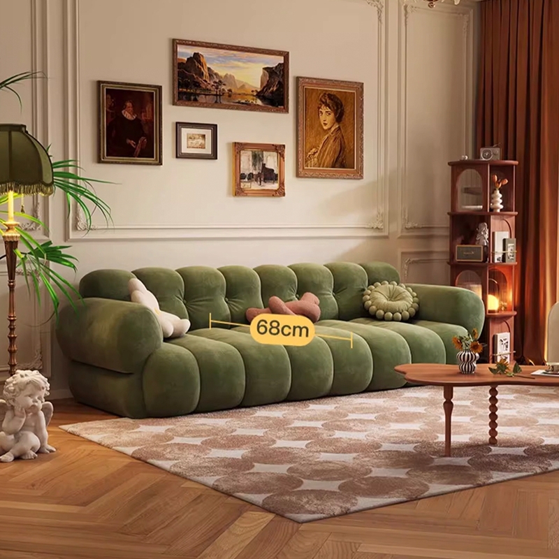 Marshmallow Sofa: Bulbous Tufting Tufted Pillowy Sofa Design