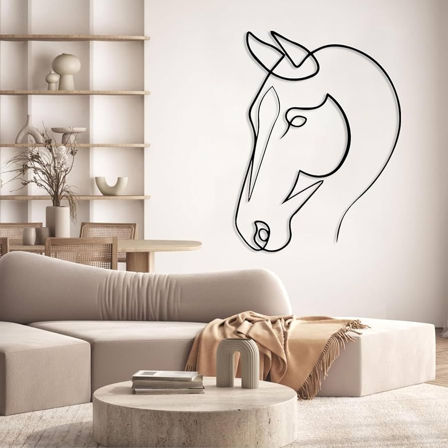 Metal Wall Art Line Work Minimalist Line Art Horse