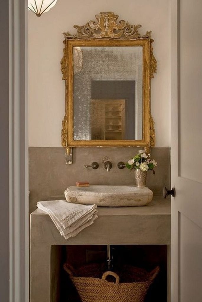 Mirror Stone Vessel Sink Ornate Gold Mirror Styling
