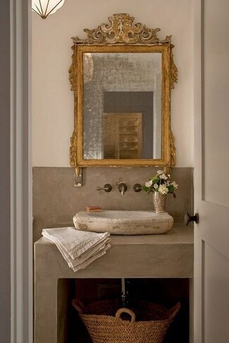 Mirror Stone Vessel Sink Ornate Gold Mirror Styling