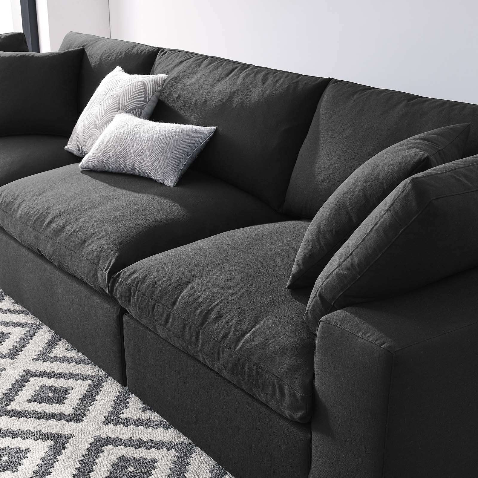 Modular Sectional Charcoal Black Fabric Plush Deep Seat