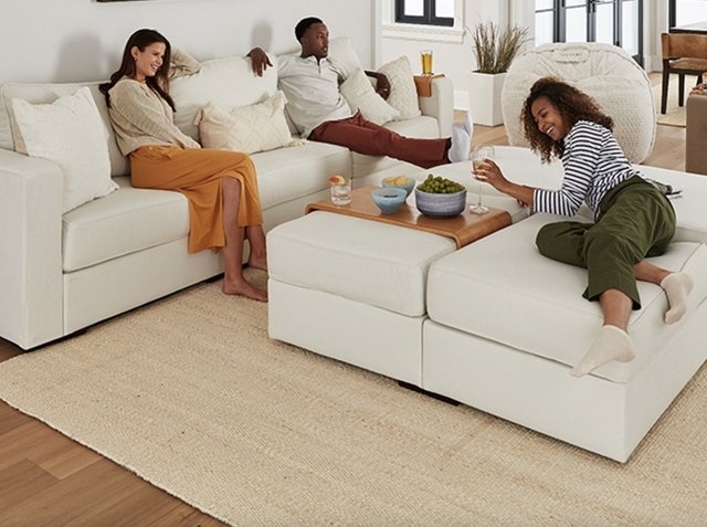 Modular Sectional: Off White Deep Sofa With Bridge Tray