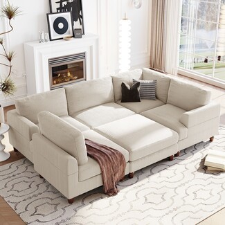 Modular Sectional Pit Configuration Beige Pit Couch