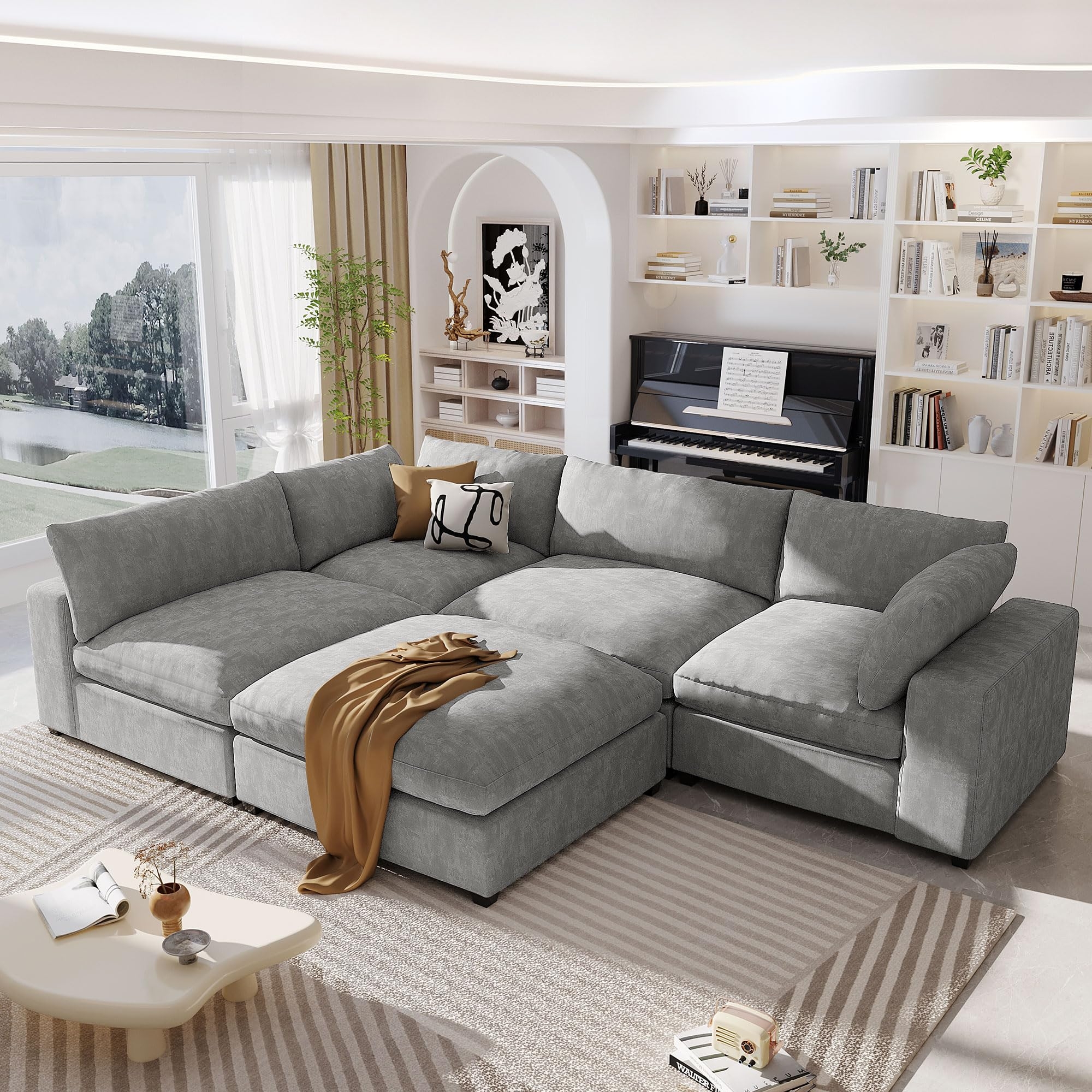 Modular Sectional Sofa Deep Seat Large Apartment Set