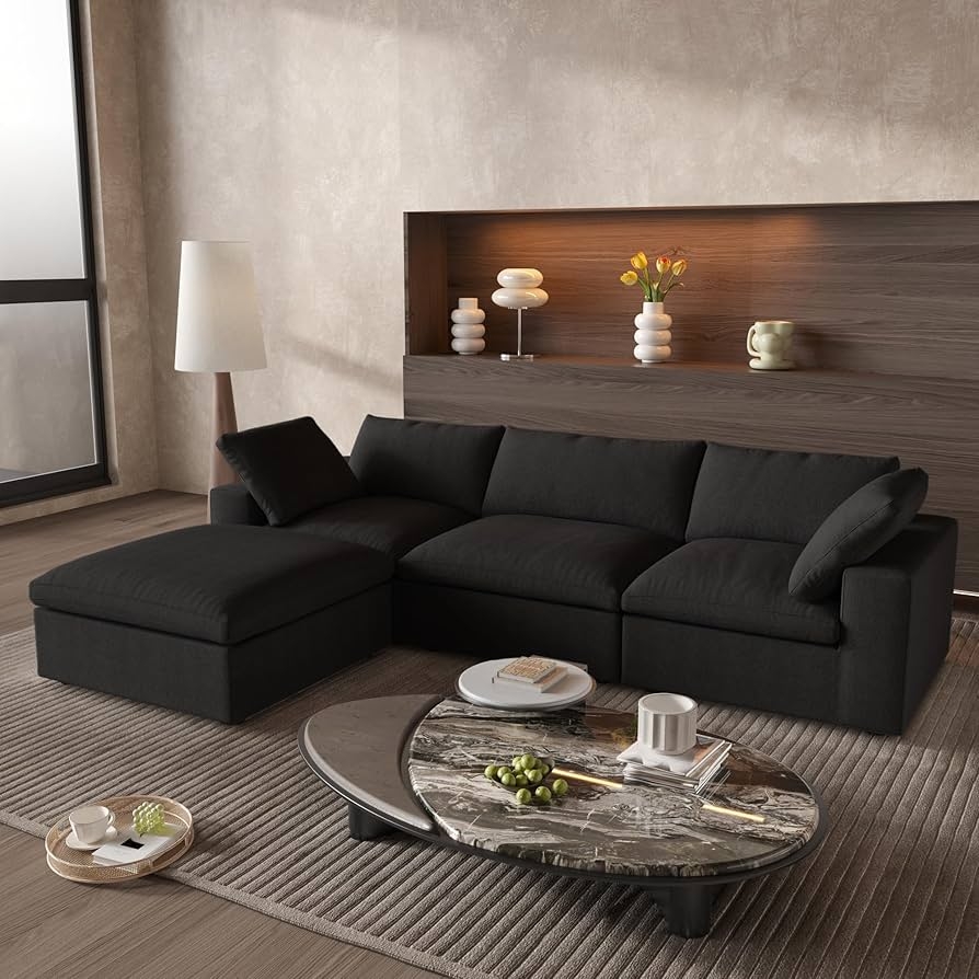 Modular Sectional Tiered Table Styling L-Shaped Deep Seat