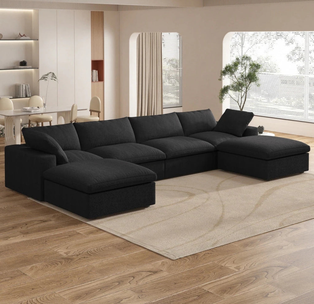 Modular Sectional U-Shaped Configuration 6pc Cloud Couch