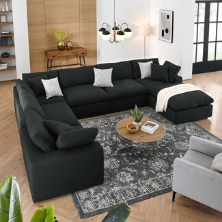 Modular Sectional U-Shaped Layout Down Filled Oversized Lounge
