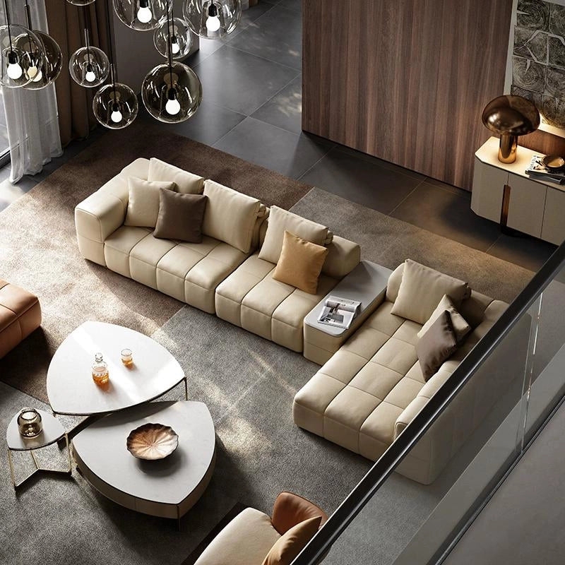 Modular Sectional With Grid Tufting: Architectural Seating