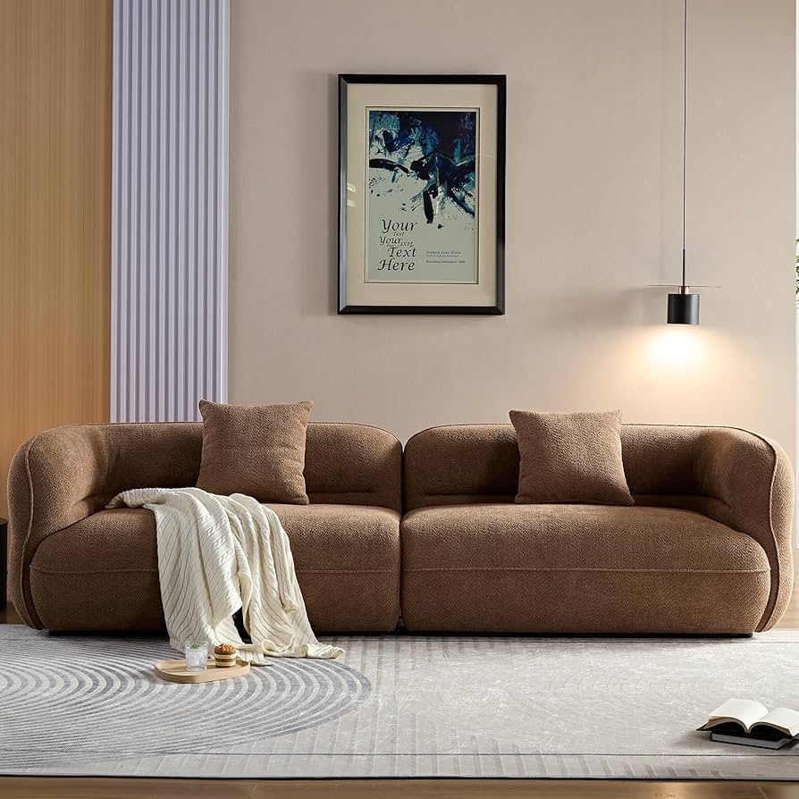 Modular Sofa Boucle Chunky Warm Brown Boucle Sofa