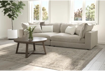 Modular Sofa Cross Base Table Beige Lounge Couch Set