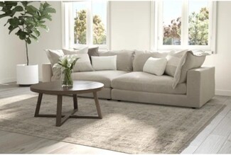 Modular Sofa Cross Base Table Beige Lounge Couch Set