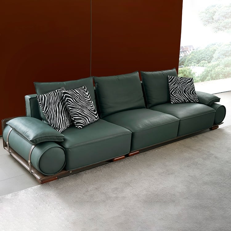 Modular Sofa: Round Bolster Arms and Wood Platform Base